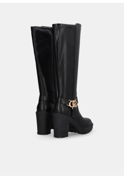 Liu Jo Donna Stivali Alti in Pelle con Plateau e Tacco Largo 10 cm  | 