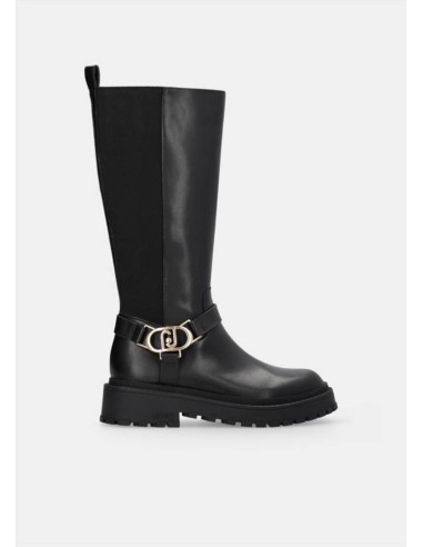 Liu Jo Donna Stivali Alti in Pelle con Inserti Elastici e Suola 5 cm  