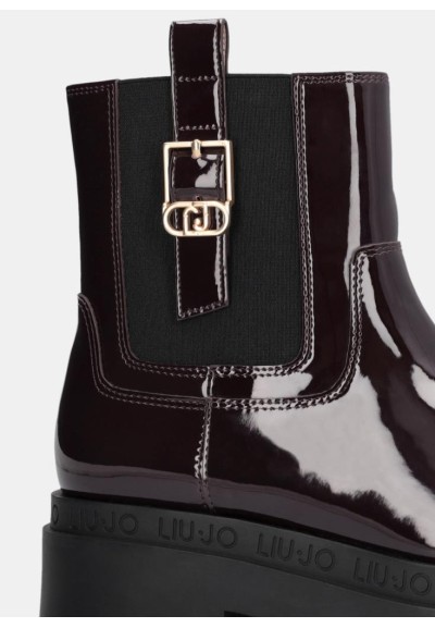 Liu Jo Donna Stivaletti Platform in Vernice Amarone con Fibbia Monogra