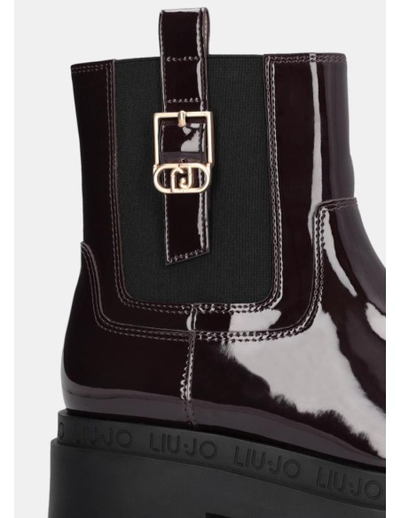 Liu Jo Donna Stivaletti Platform in Vernice Amarone con Fibbia Monogra