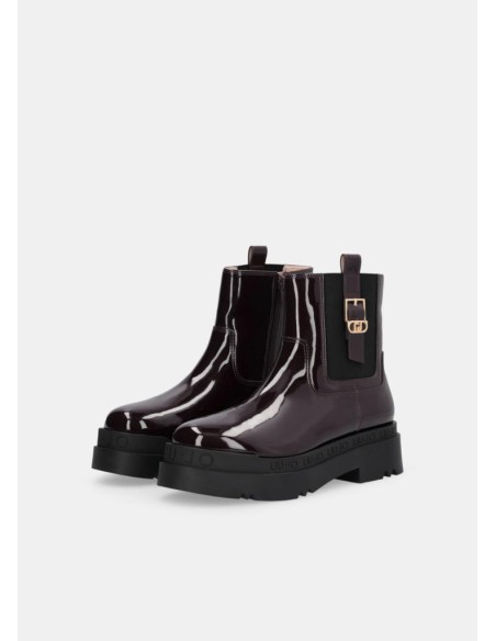Liu Jo Donna Stivaletti Platform in Vernice Amarone con Fibbia Monogra