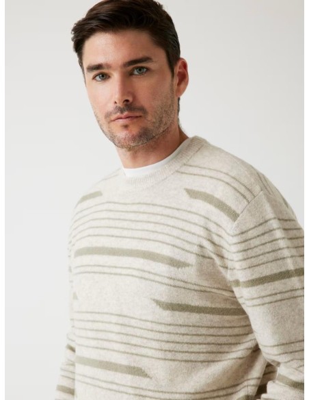 Guess Uomo Maglione in Misto Lana a Righe Regular Fit  | Mariadesole.i