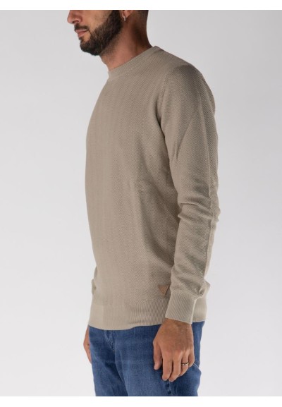 Guess Uomo Maglione Girocollo in Cotone Modal a Spina di Pesce  | Mari