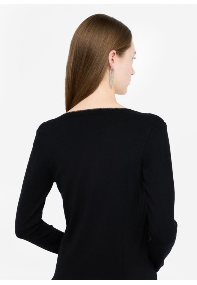 Liu Jo Donna Maglia con Scollo a V in Viscosa con Lurex  | Mariadesole