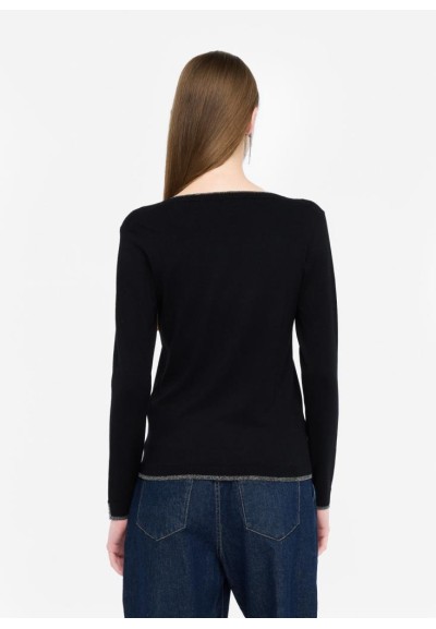 Liu Jo Donna Maglia con Scollo a V in Viscosa con Lurex  | Mariadesole