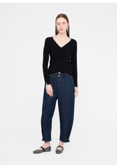 Liu Jo Donna Maglia con Scollo a V in Viscosa con Lurex  | Mariadesole