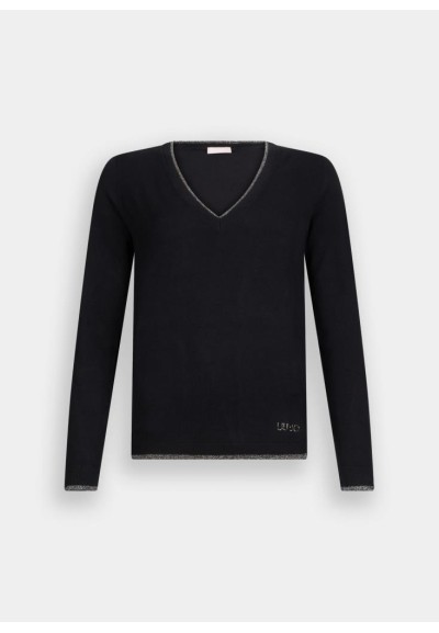Liu Jo Donna Maglia con Scollo a V in Viscosa con Lurex  | Mariadesole