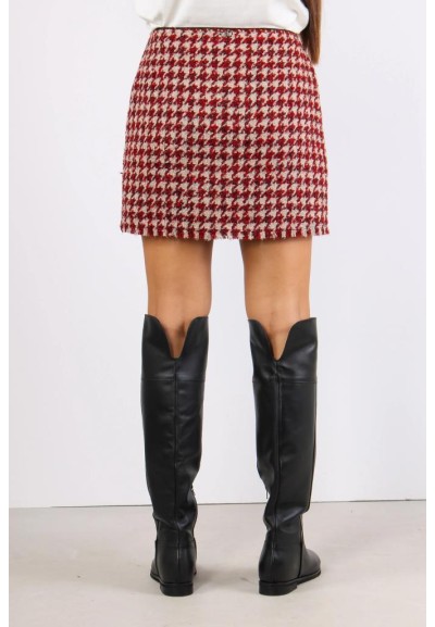 Liu Jo Donna Minigonna in Maglia Pied de Poule con Orlo Sfrangiato  | 