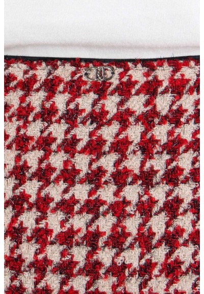 Liu Jo Donna Minigonna in Maglia Pied de Poule con Orlo Sfrangiato  | 