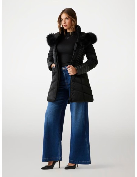 Guess Piumino Donna con Cappuccio e Bordo in Pelliccia Sintetica Rimov