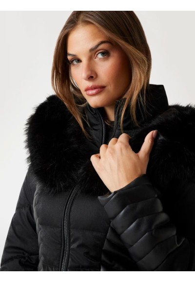 Guess Piumino Donna con Cappuccio e Bordo in Pelliccia Sintetica Rimov