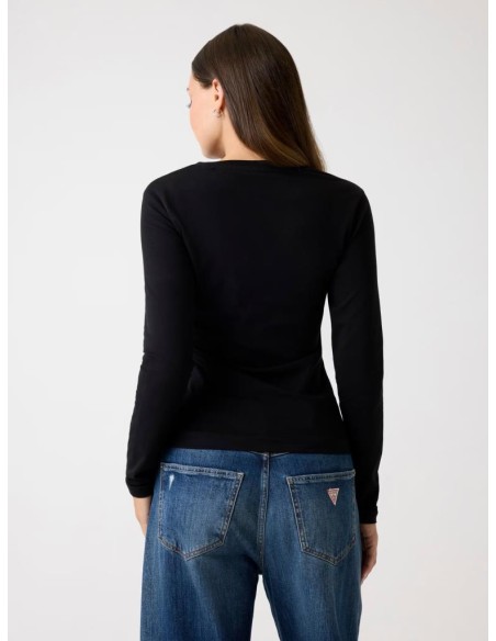 Guess T-shirt slim fit con logo triangolo animalier donna  | Mariadeso