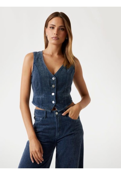 Guess Gilet jeans cropped donna  | Mariadesole.it