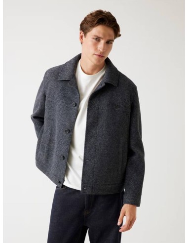 Overshirt uomo Guess in tweed misto lana a spina di pesce  | Mariadeso