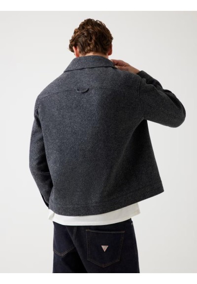 Overshirt uomo Guess in tweed misto lana a spina di pesce  | Mariadeso