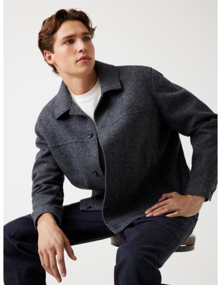 Overshirt uomo Guess in tweed misto lana a spina di pesce  | Mariadeso