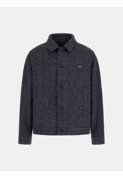 Overshirt uomo Guess in tweed misto lana a spina di pesce  | Mariadeso