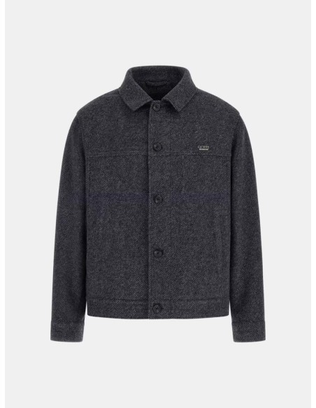 Overshirt uomo Guess in tweed misto lana a spina di pesce  | Mariadeso