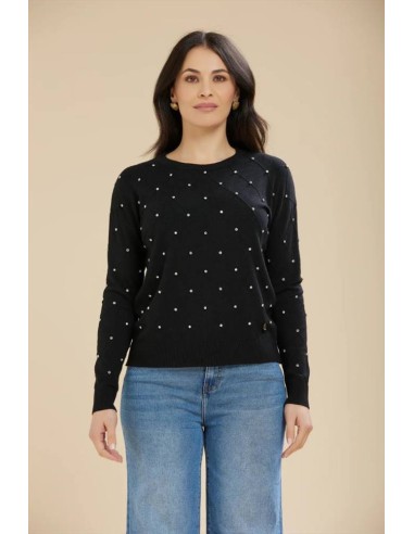 Maglia donna Carola Maria Milano con rombi e strass in viscosa finezza