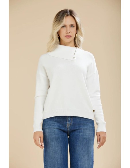 Maglia donna Carola Maria Milano collo aperto con bottoni in viscosa f