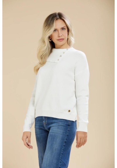 Maglia donna Carola Maria Milano collo aperto con bottoni in viscosa f