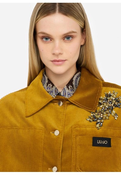 Giubbotto donna Liu Jo in velluto imbottito con ricamo gioiello  | Mar
