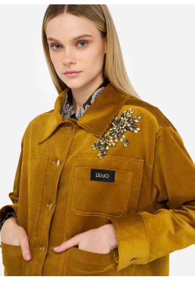 Giubbotto donna Liu Jo in velluto imbottito con ricamo gioiello  | Mar