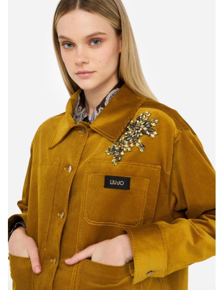 Giubbotto donna Liu Jo in velluto imbottito con ricamo gioiello  | Mar