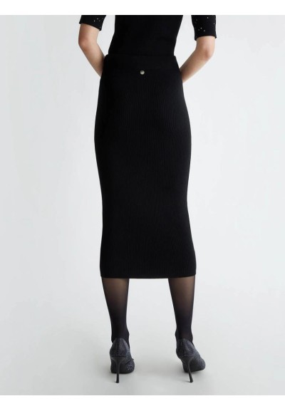 Gonna donna Liu Jo longuette in maglia con applicazioni gioiello  | Ma