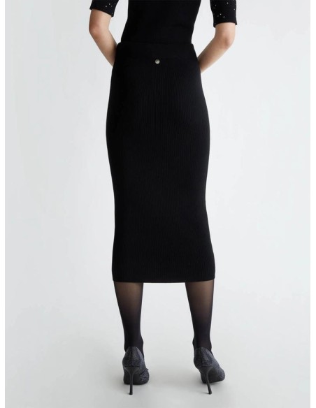 Gonna donna Liu Jo longuette in maglia con applicazioni gioiello  | Ma