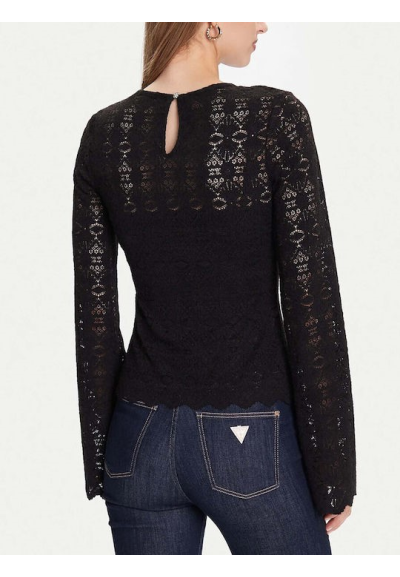 Guess Maglia Donna in Pizzo Maniche Lunghe Slim Fit  | Mariadesole.it