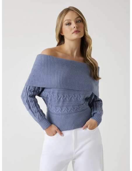 Maglione donna Guess in maglia grigio nebbia vestibilità regolare  | M