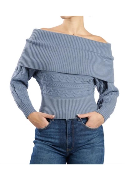 Maglione donna Guess in maglia grigio nebbia vestibilità regolare  | M