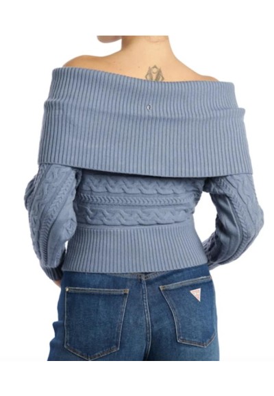 Maglione donna Guess in maglia grigio nebbia vestibilità regolare  | M