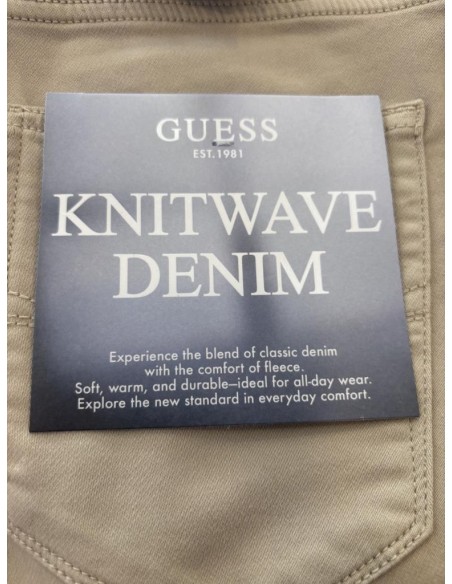 Guess Uomo Pantalone Slim Tapered Knitwave Denim Colori Sabbia e Grigi
