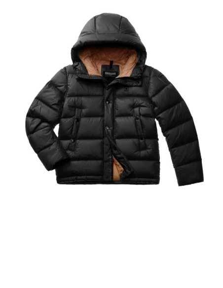 Blauer Uomo Piumino Trapuntato con Cappuccio in Nylon Lucido e Piuma 9