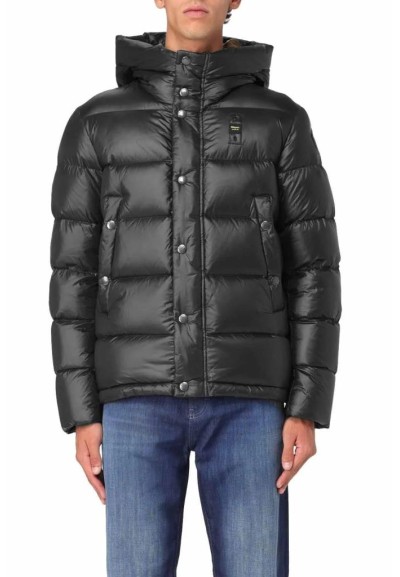 Blauer Uomo Piumino Trapuntato con Cappuccio in Nylon Lucido e Piuma 9