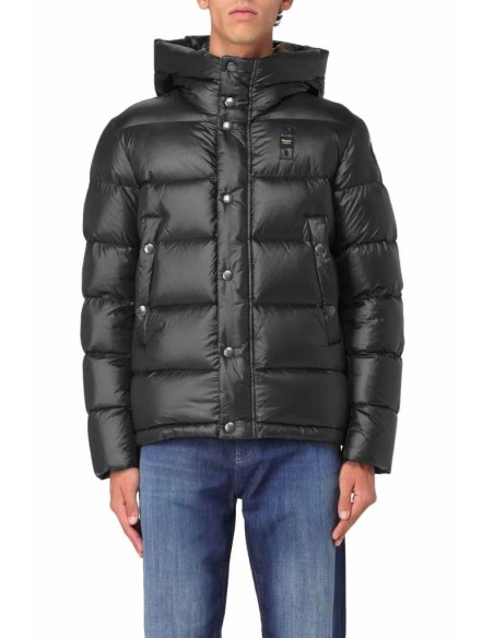 Blauer Uomo Piumino Trapuntato con Cappuccio in Nylon Lucido e Piuma 9