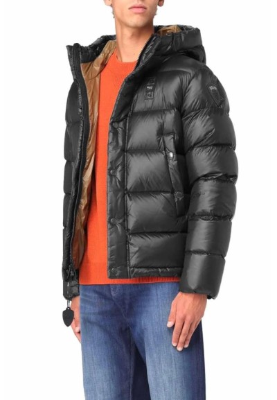 Blauer Uomo Piumino Trapuntato con Cappuccio in Nylon Lucido e Piuma 9
