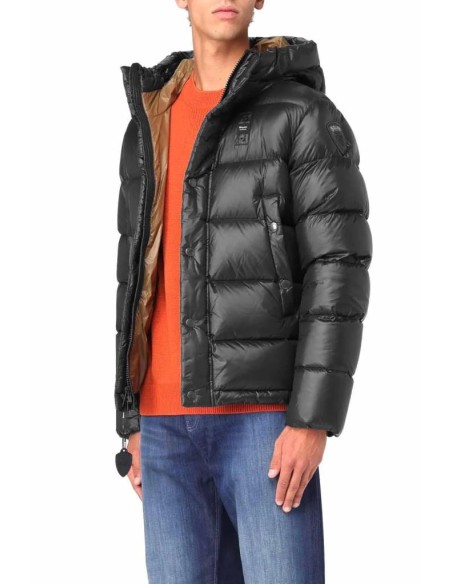 Blauer Uomo Piumino Trapuntato con Cappuccio in Nylon Lucido e Piuma 9
