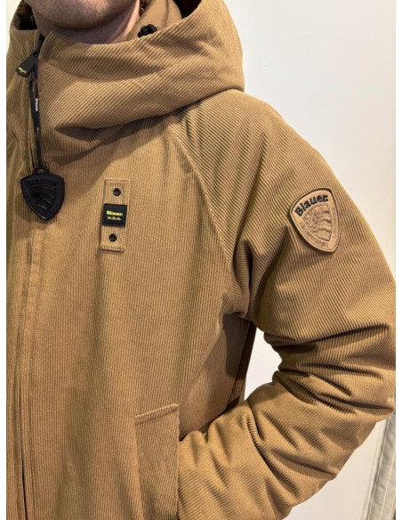 Blauer Uomo Giubbotto Hatch Tabacco con Cappuccio in Tessuto Thermo-Fi