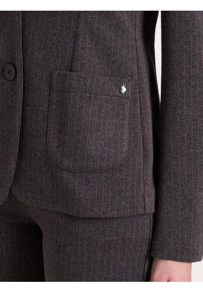 Ragno Donna Blazer Gessato in Eco Jacquard con Due Bottoni – Fantasia 