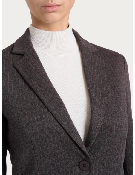 Ragno Donna Blazer Gessato in Eco Jacquard con Due Bottoni – Fantasia 