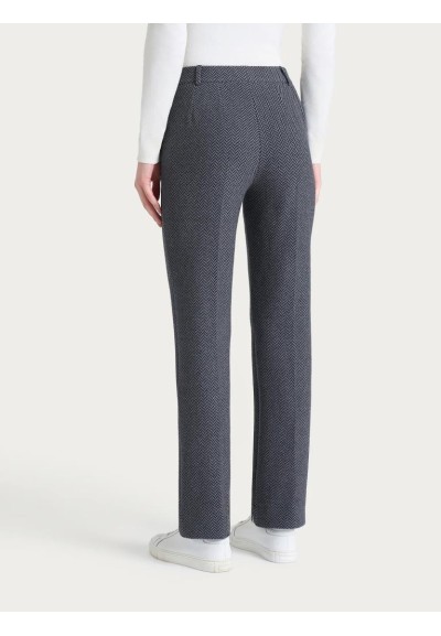 Ragno Donna Pantalone Dritto con Tasche Fantasia Lisca di Pesce in Eco