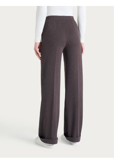 Ragno Donna Pantalone Gessato Wide Leg con Tasche in Eco Jacquard  | M