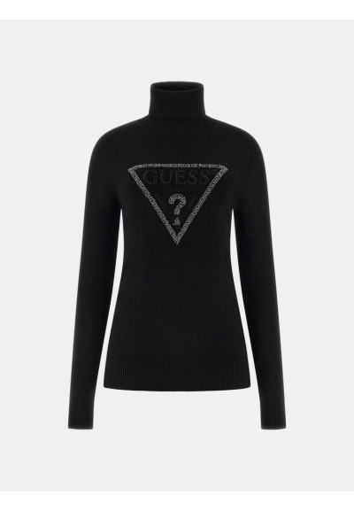 Guess Donna Maglione a Collo Alto Logo Triangolo con Perline  | Mariad