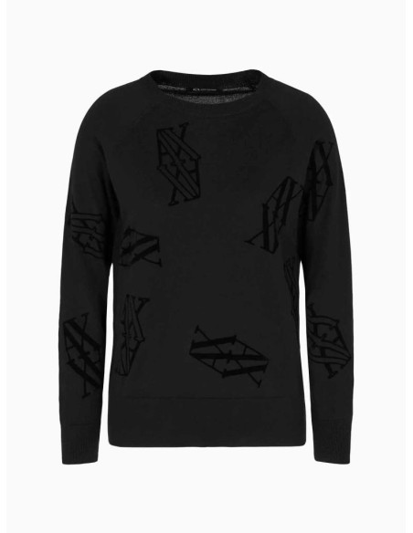 Maglione Donna Armani Exchange in Misto Cotone e Seta con Monogram Flo