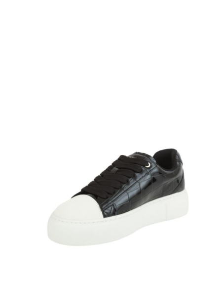Armani Exchange Donna Sneakers in Ecopelle Nera Effetto Coccodrillo  |