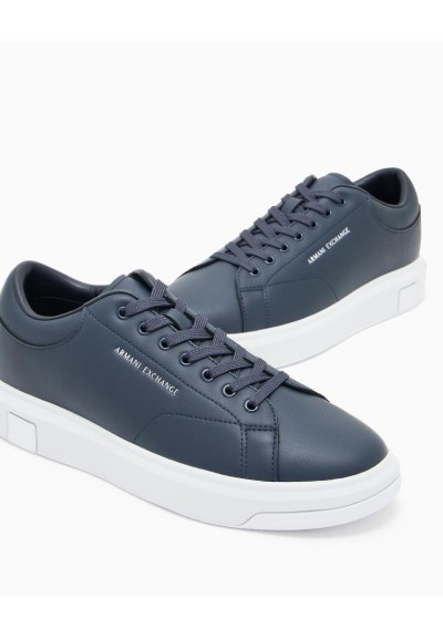 Armani Exchange Uomo Sneakers in Pelle con Logo Allover sul Tallone  |