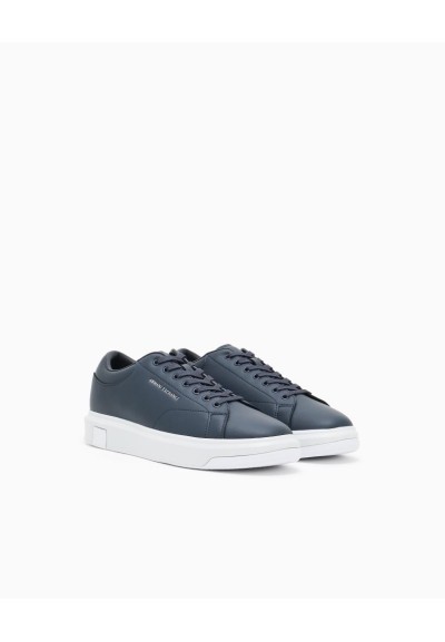 Armani Exchange Uomo Sneakers in Pelle con Logo Allover sul Tallone  |